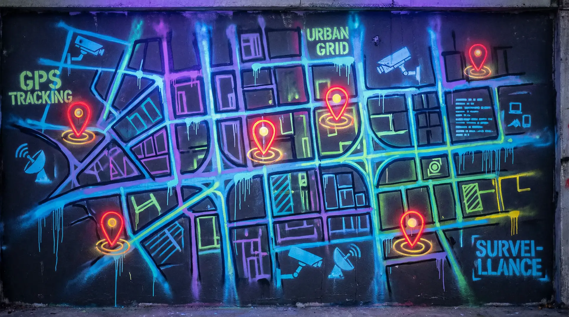 51吃瓜官网 狗仔追踪地图 - 城市涂鸦风格